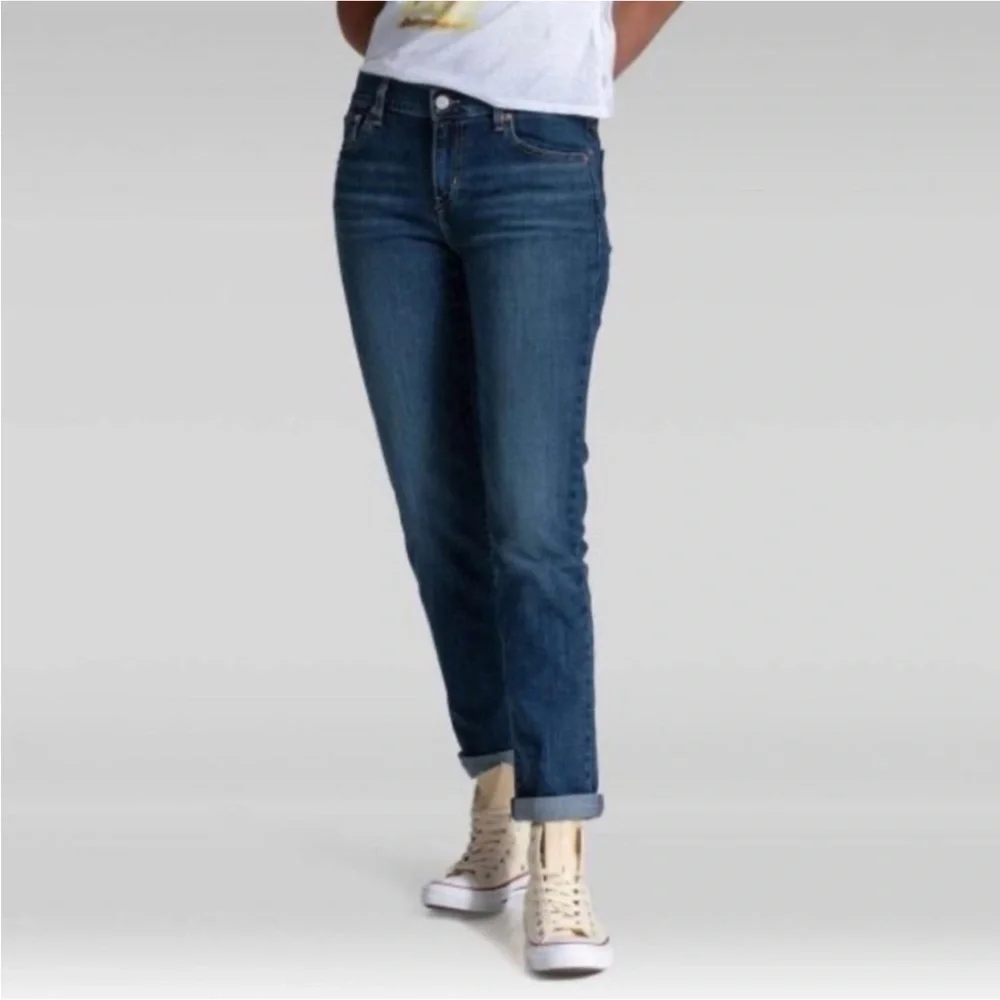 Levi’s Boyfriend Jeans Size 29 Cropped Straight Leg Mid Rise Stretch - Picture 13 of 14